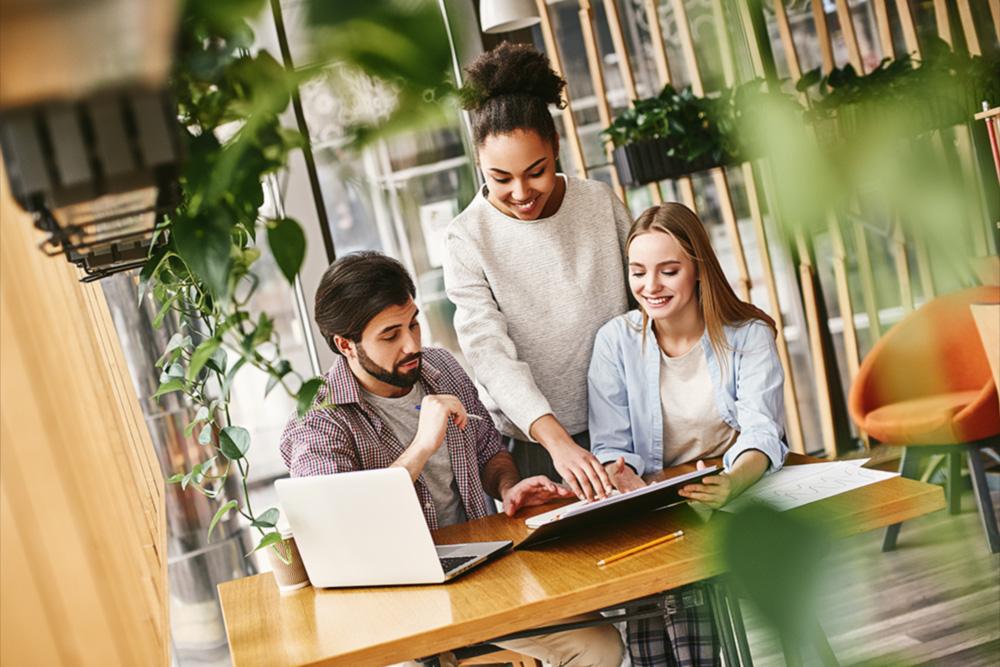 Een management team bekijkt de duurzame energie oplossingen die Energreen Pro adviseert.